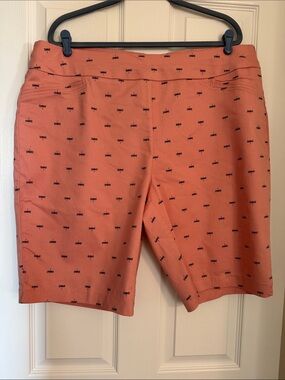 croft & barrow Coral Shorts with Navy Dragonfly Print